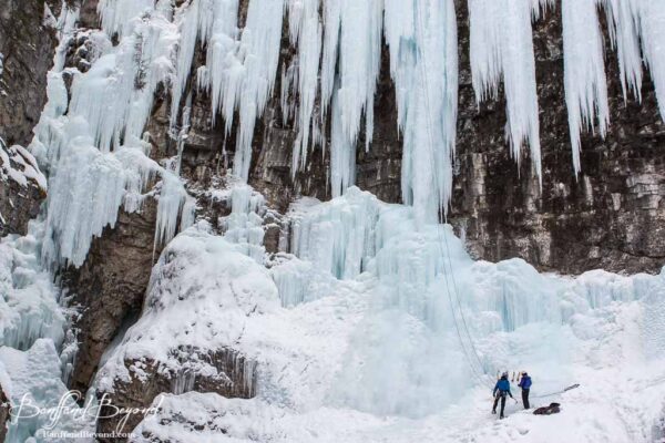 ice climbers in banff national park johnston canyon