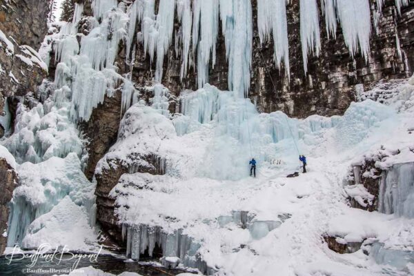 ice climbers in johnston canyon