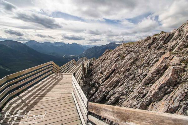 views from wooden boardwalks along sulphur mountain banff