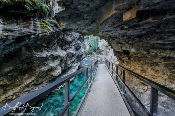 catwalk to lower falls in johnston canyon