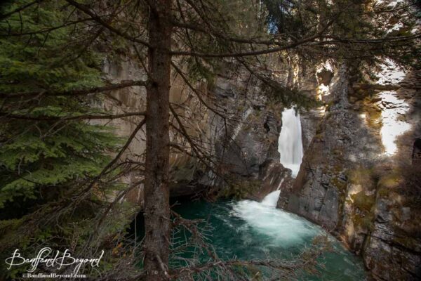 lower falls in johnston canyon trail