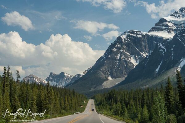 beautiful mountain scenery along the icefields parkway