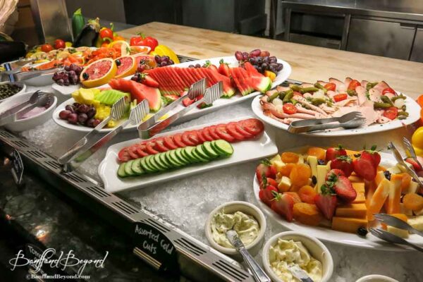 fruit cheese and cold cut dishes at the banff springs hotel brunch