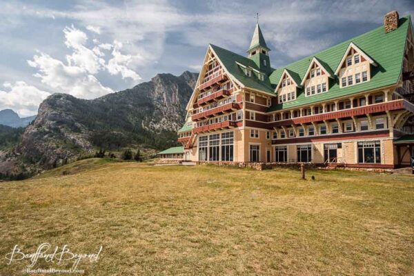 exterior of the prince of wales hotel in waterton