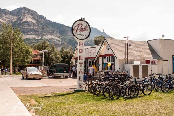 pats store gas station and bike rentals in waterton village